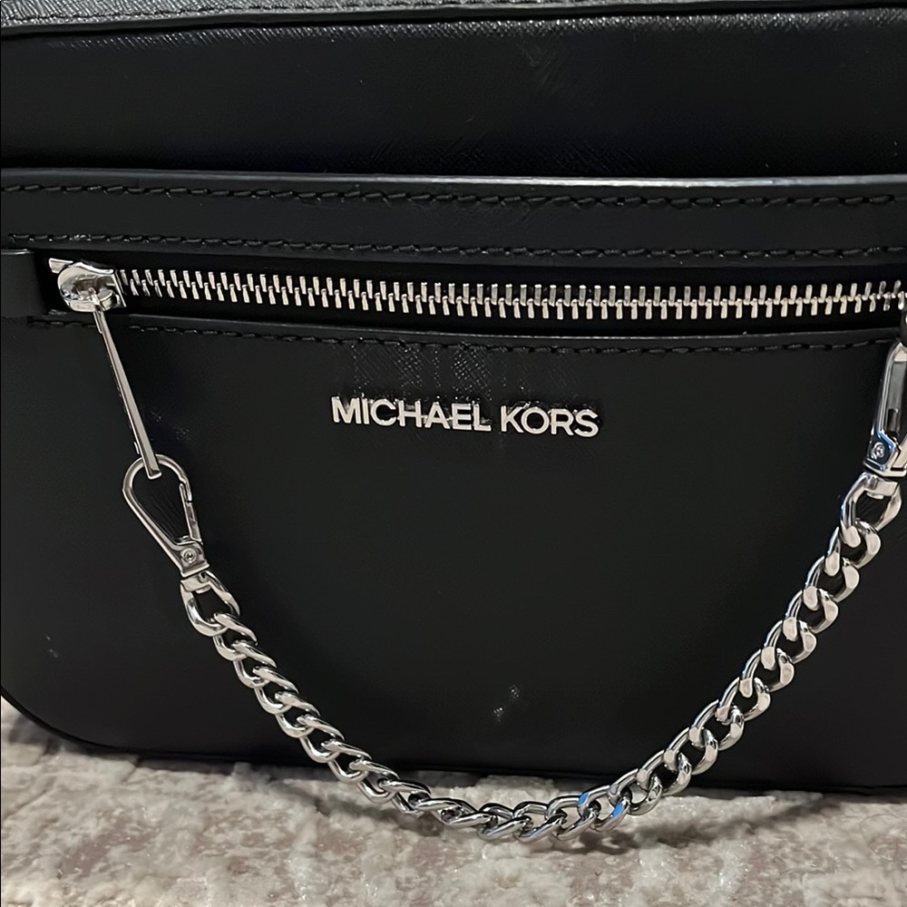 Michael Kors Black Bag with Silver Chain